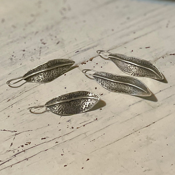 Silver sage leaf earrings