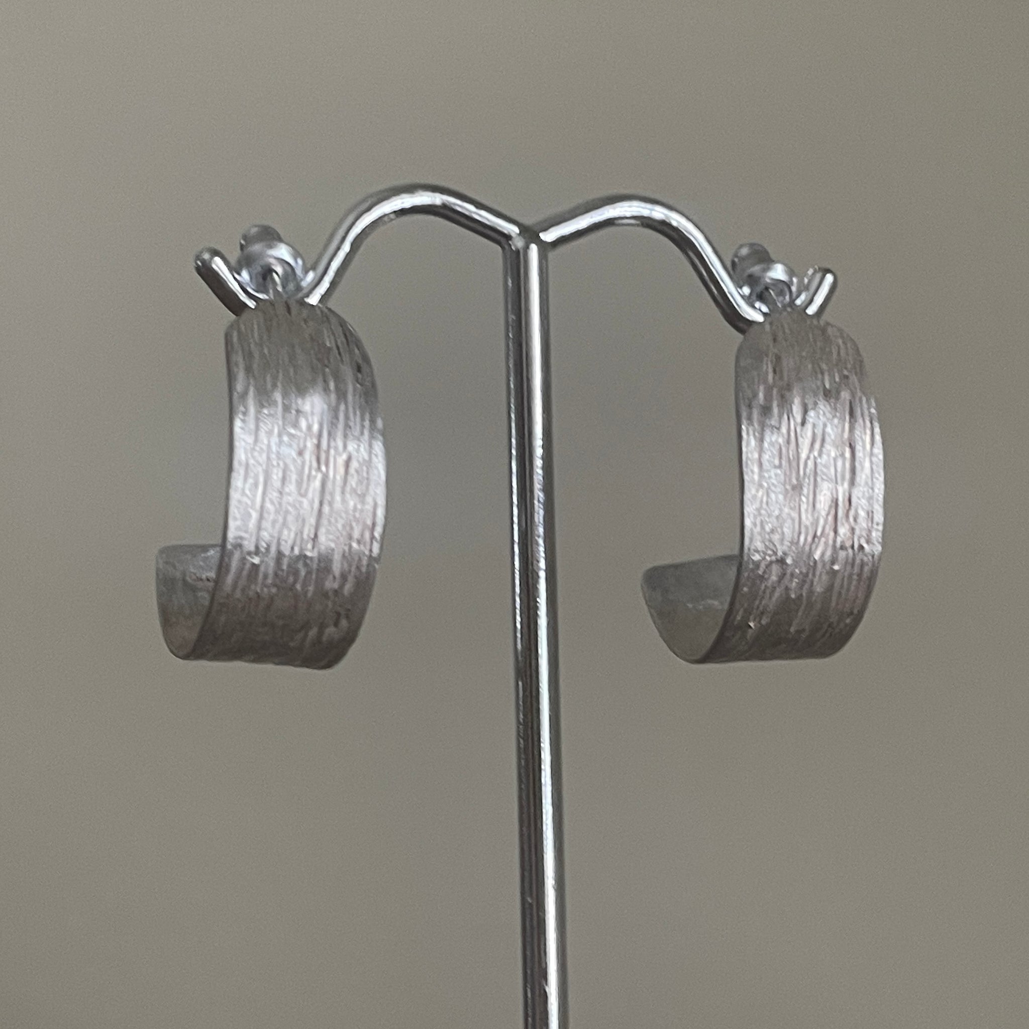 Silver textured hoops