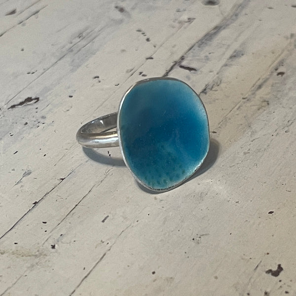 Silver ring with enamel