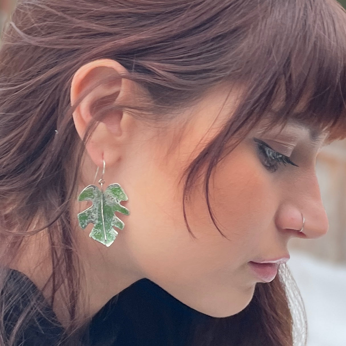 Monstera leaf earrings