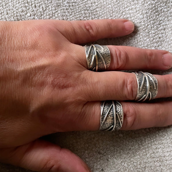 Sage leaf silver ring