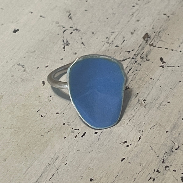 Silver ring with enamel