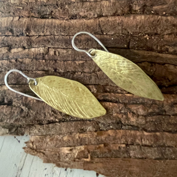 Brass leaf earrings