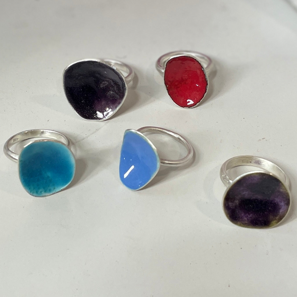 Silver ring with enamel