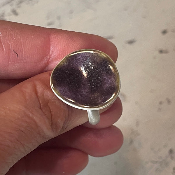 Silver ring with enamel