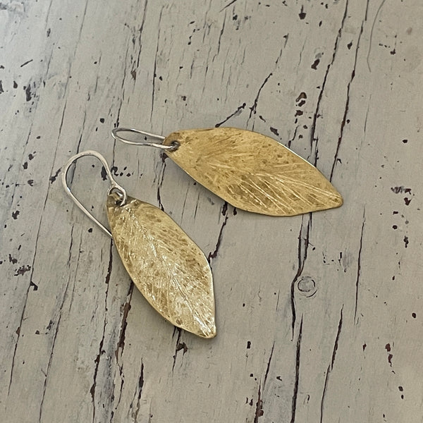 Brass leaf earrings