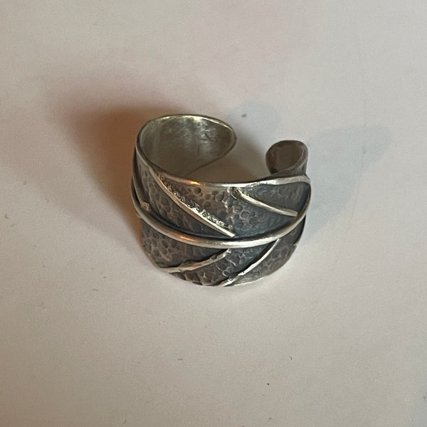 Sage leaf silver ring